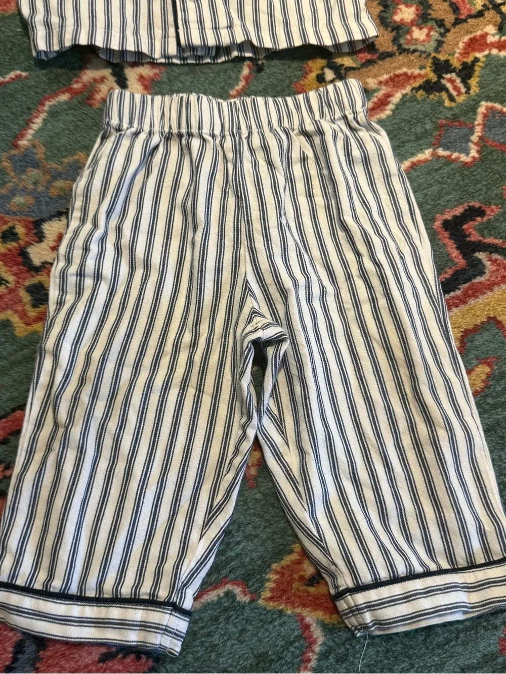 Petite Plume Striped Blue & White Boys Pajama Set - Classic Button-Front